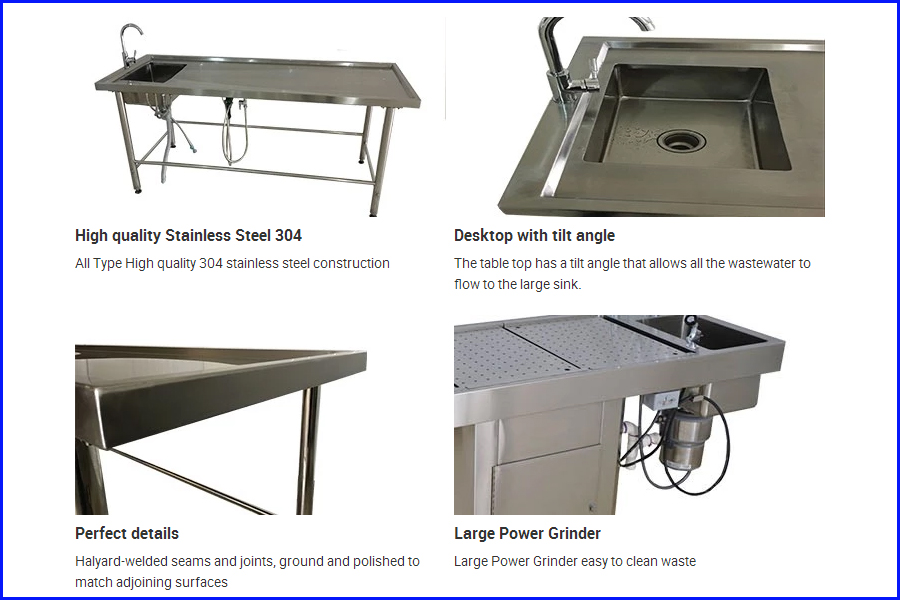 stainless steel embalming table