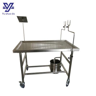 stainless steel morgue table